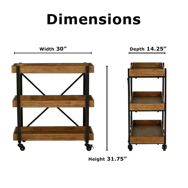 Riley 3-Tier Bar Cart - Adore Dcor