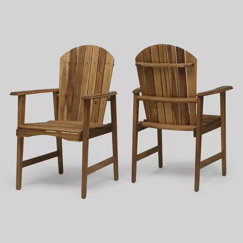 2pk Malibu Acacia Wood Patio Adirondack Dining Chairs - Christopher Knight Home