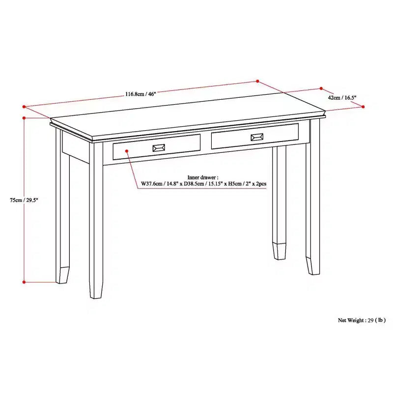46 Medium Stratford Solid Wood Console Sofa Table - Wyndenhall