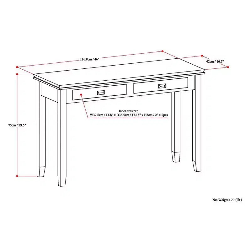 46 Medium Stratford Solid Wood Console Sofa Table - Wyndenhall