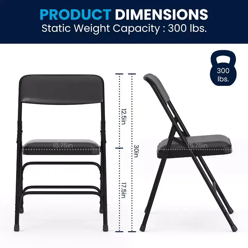 Flash Furniture 4 Pack HERCULES Series Curved Triple Braced & Double Hinged Upholstered Metal Folding Chair