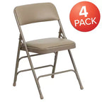 Flash Furniture 4 Pack HERCULES Series Curved Triple Braced & Double Hinged Upholstered Metal Folding Chair