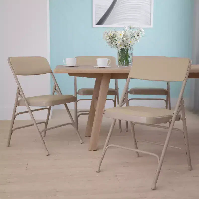 Flash Furniture 4 Pack HERCULES Series Curved Triple Braced & Double Hinged Upholstered Metal Folding Chair
