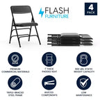 Flash Furniture 4 Pack HERCULES Series Curved Triple Braced & Double Hinged Upholstered Metal Folding Chair