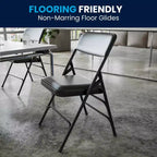 Flash Furniture 4 Pack HERCULES Series Curved Triple Braced & Double Hinged Upholstered Metal Folding Chair