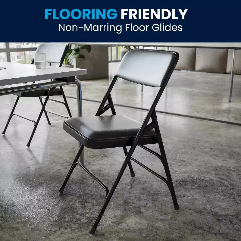 Flash Furniture 4 Pack HERCULES Series Curved Triple Braced & Double Hinged Upholstered Metal Folding Chair