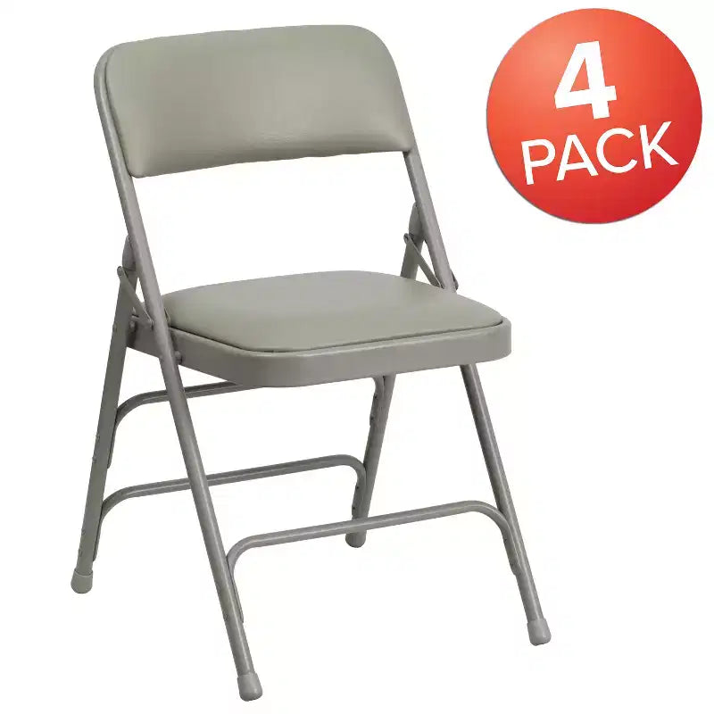 Flash Furniture 4 Pack HERCULES Series Curved Triple Braced & Double Hinged Upholstered Metal Folding Chair