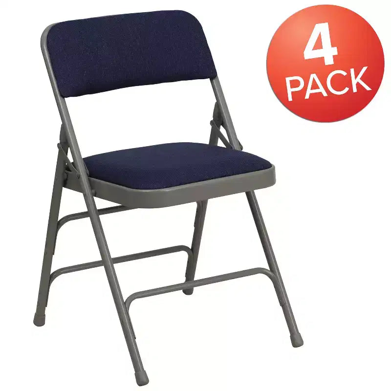 Flash Furniture 4 Pack HERCULES Series Curved Triple Braced & Double Hinged Upholstered Metal Folding Chair