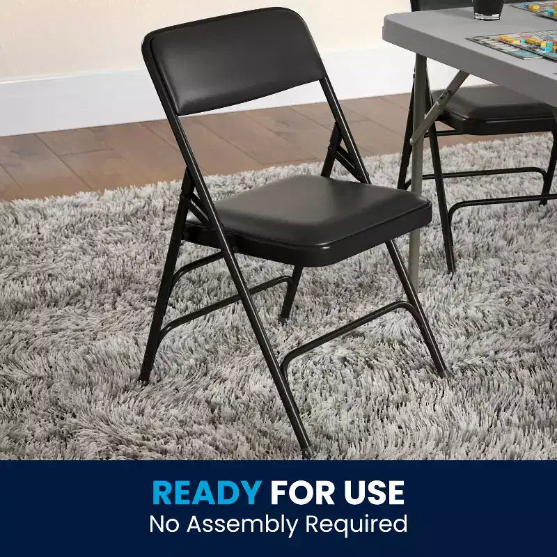 Flash Furniture 4 Pack HERCULES Series Curved Triple Braced & Double Hinged Upholstered Metal Folding Chair