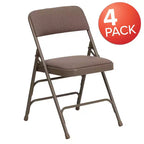 Flash Furniture 4 Pack HERCULES Series Curved Triple Braced & Double Hinged Upholstered Metal Folding Chair