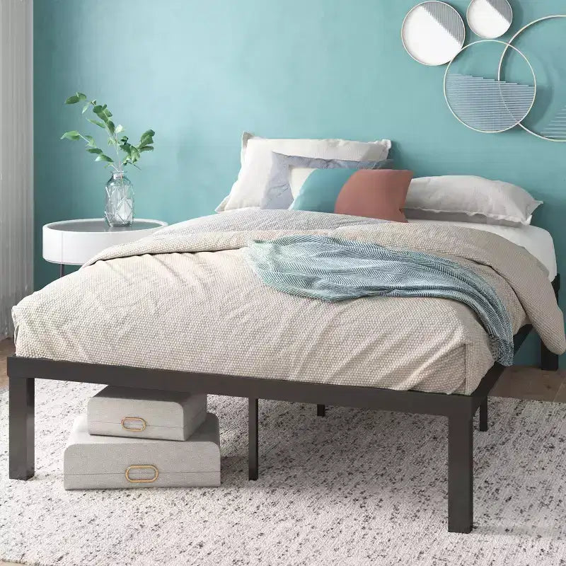 Base Letto Luis Quick Lock con Struttura in Metallo Nera - Zinus