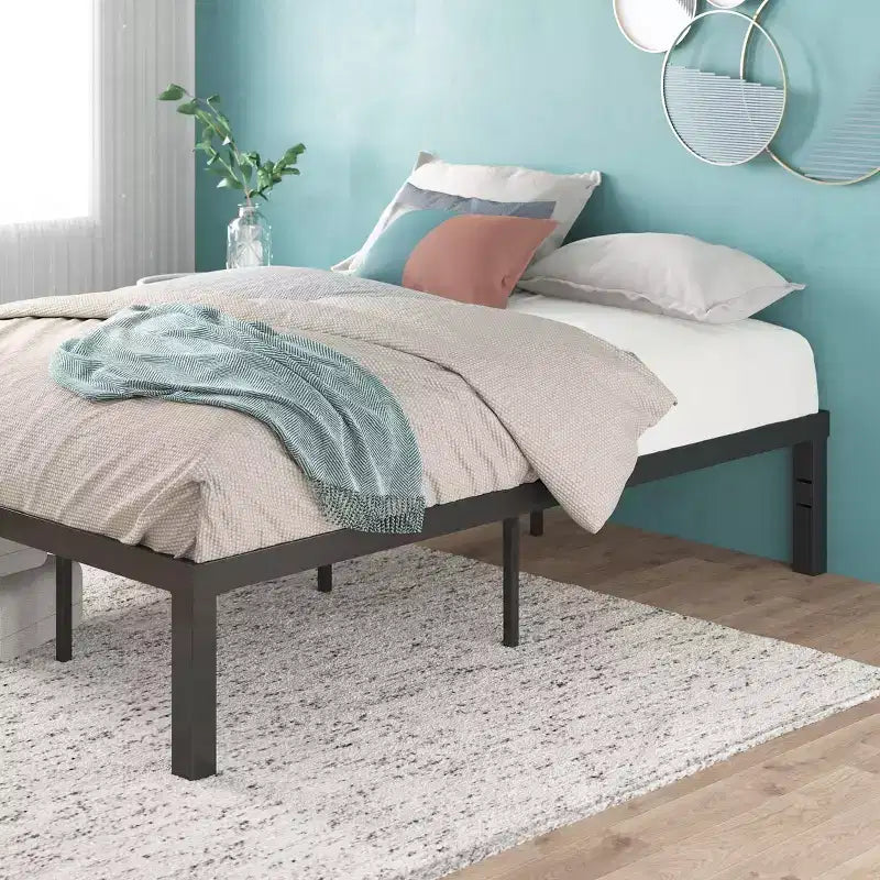 Base Letto Luis Quick Lock con Struttura in Metallo Nera - Zinus