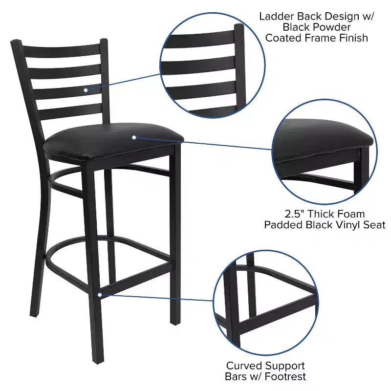 Flash Furniture Ladder Back Metal Restaurant Barstool