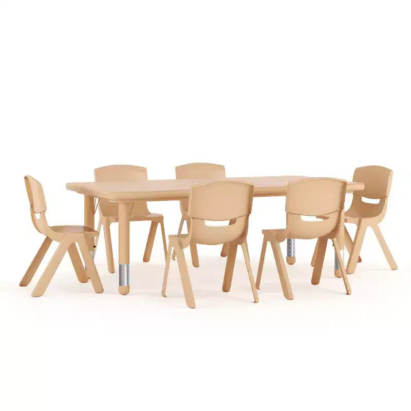 Set Tavolo attività regolabile in altezza rettangolare in plastica 24"L x 48"P Flash Furniture con 6 sedie