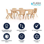 Set Tavolo attività regolabile in altezza rettangolare in plastica 24"L x 48"P Flash Furniture con 6 sedie
