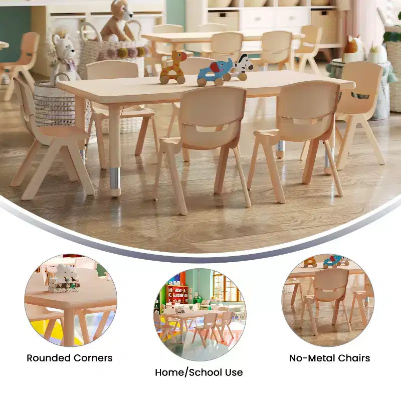 Set Tavolo attività regolabile in altezza rettangolare in plastica 24"L x 48"P Flash Furniture con 6 sedie