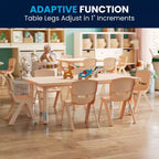 Set Tavolo attività regolabile in altezza rettangolare in plastica 24"L x 48"P Flash Furniture con 6 sedie