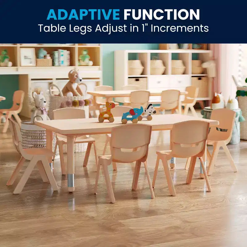 Set Tavolo attività regolabile in altezza rettangolare in plastica 24"L x 48"P Flash Furniture con 6 sedie