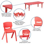 Set Tavolo attività regolabile in altezza rettangolare in plastica 24"L x 48"P Flash Furniture con 6 sedie