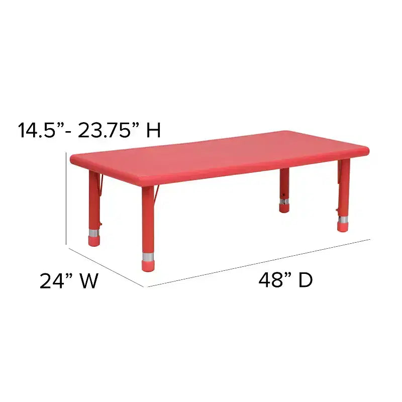 Set Tavolo attività regolabile in altezza rettangolare in plastica 24"L x 48"P Flash Furniture con 6 sedie