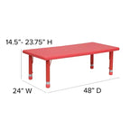 Set Tavolo attività regolabile in altezza rettangolare in plastica 24"L x 48"P Flash Furniture con 6 sedie