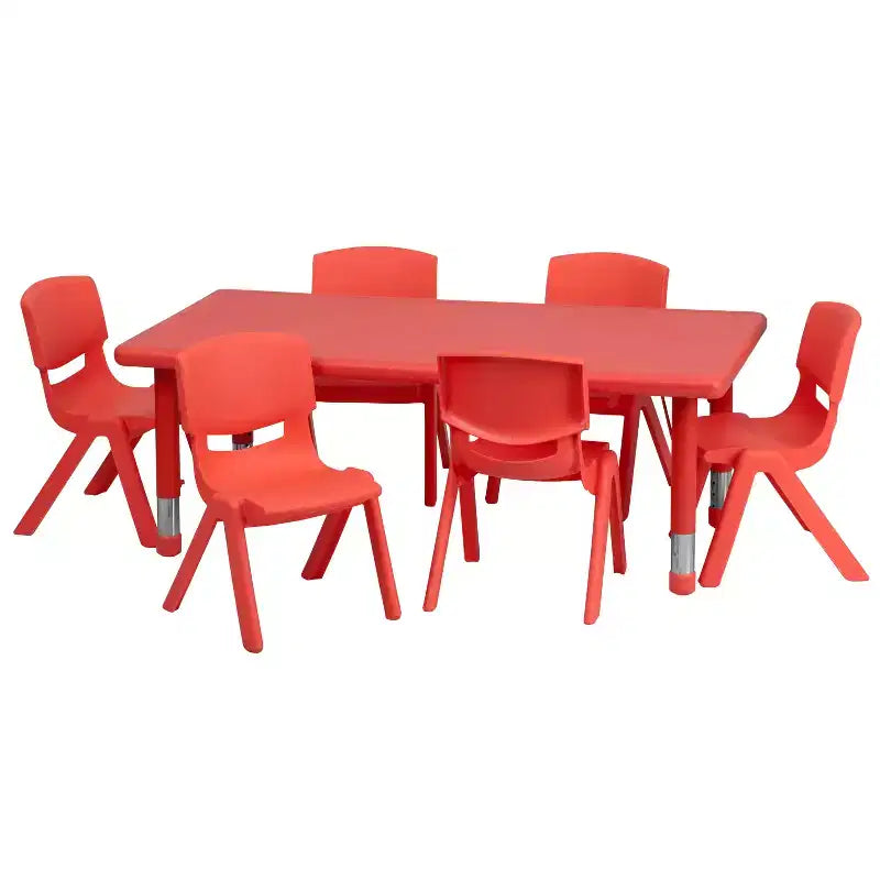Set Tavolo attività regolabile in altezza rettangolare in plastica 24"L x 48"P Flash Furniture con 6 sedie