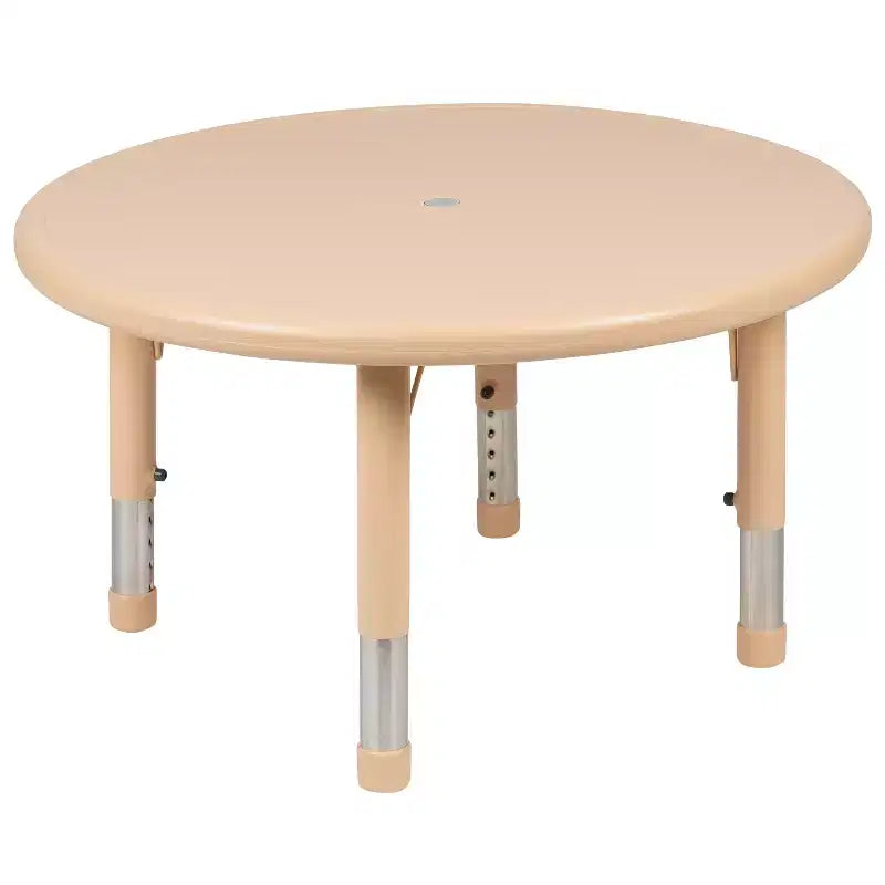Flash Furniture 33 Round Plastic Height Adjustable Activity Table Set with 4 Chairs