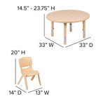 Flash Furniture 33 Round Plastic Height Adjustable Activity Table Set with 4 Chairs