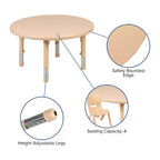 Flash Furniture 33 Round Plastic Height Adjustable Activity Table Set with 4 Chairs