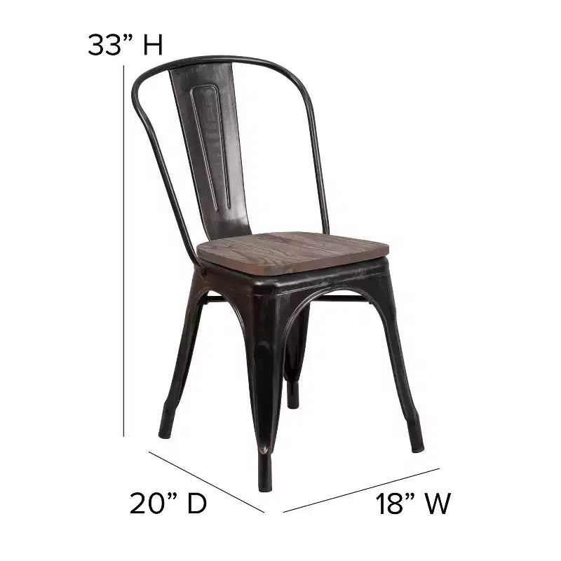 Flash Furniture Metal Stackable Chair with Wood Seat