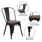 Flash Furniture Metal Stackable Chair with Wood Seat