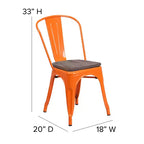 Flash Furniture Metal Stackable Chair with Wood Seat