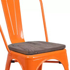 Flash Furniture Metal Stackable Chair with Wood Seat