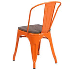 Flash Furniture Metal Stackable Chair with Wood Seat