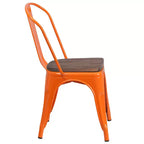 Flash Furniture Metal Stackable Chair with Wood Seat