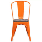 Flash Furniture Metal Stackable Chair with Wood Seat