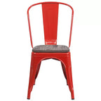 Flash Furniture Metal Stackable Chair with Wood Seat