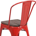 Flash Furniture Metal Stackable Chair with Wood Seat