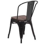 Flash Furniture Metal Stackable Chair with Wood Seat