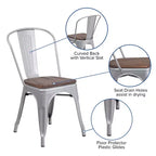 Flash Furniture Metal Stackable Chair with Wood Seat