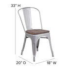 Flash Furniture Metal Stackable Chair with Wood Seat