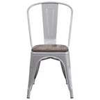 Flash Furniture Metal Stackable Chair with Wood Seat