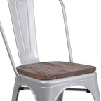 Flash Furniture Metal Stackable Chair with Wood Seat