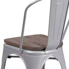 Flash Furniture Metal Stackable Chair with Wood Seat