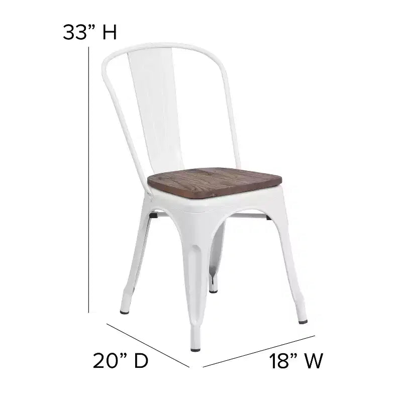 Flash Furniture Metal Stackable Chair with Wood Seat