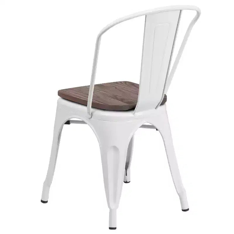 Flash Furniture Metal Stackable Chair with Wood Seat