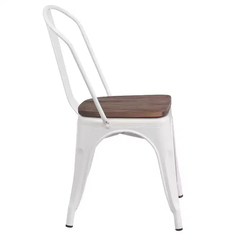 Flash Furniture Metal Stackable Chair with Wood Seat