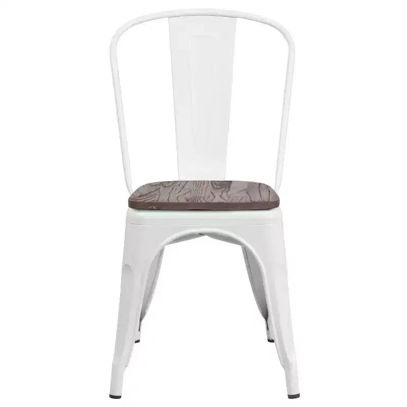 Flash Furniture Metal Stackable Chair with Wood Seat