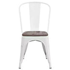 Flash Furniture Metal Stackable Chair with Wood Seat