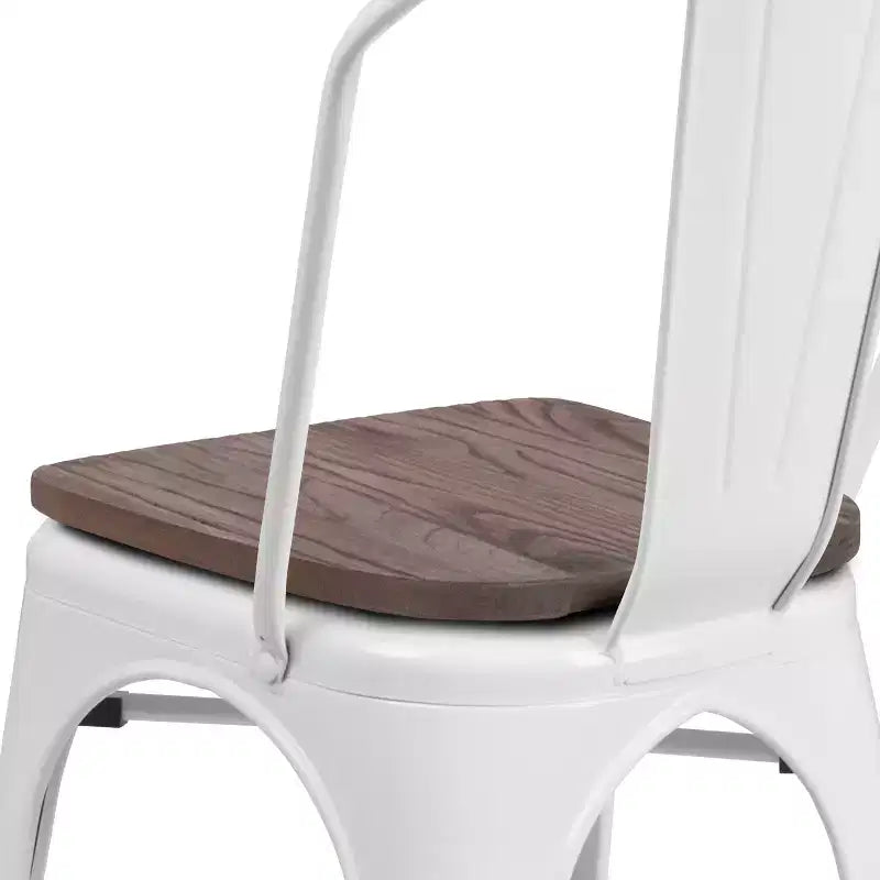 Flash Furniture Metal Stackable Chair with Wood Seat